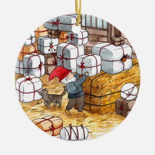 Waterverf Kerstmis in Zweden  Keramisch Ornament (Voorkant)