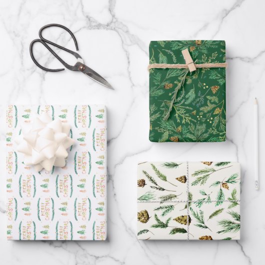 Waterverf Kerstmis Inpakpapier Vel (Voorkant)