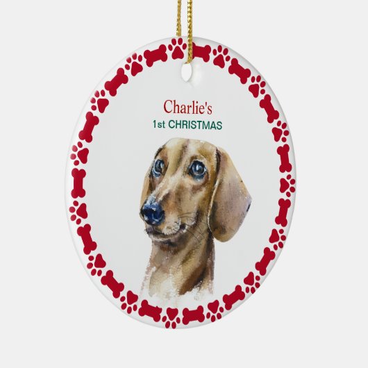 Waterverf Kerstmis met Kerstmis Keramisch Ornament (Rechts)