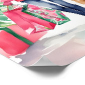 Waterverf Kerstmis Mode Shopping Meisje Poster (Hoek)