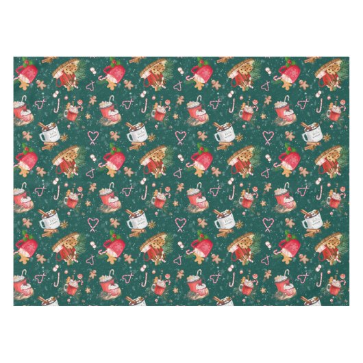 Waterverf Kerstmis  Mokken van Caca Marshmallows Tafelkleed (Voorkant (Horizontaal))