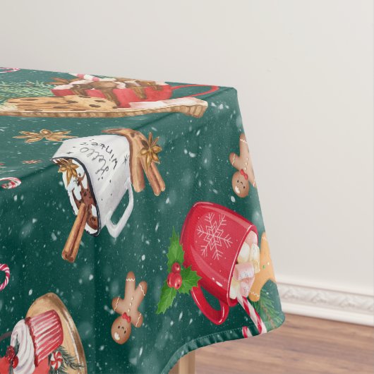 Waterverf Kerstmis  Mokken van Caca Marshmallows Tafelkleed (Voorbeeld)