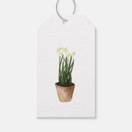 Waterverf Kerstmis Plant Paperwhites Cadeaulabel