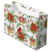 Waterverf Kerstmis Poinsettia en rode kardinaal Groot Cadeauzakje (Voorkant Gekanteld)