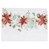 Waterverf Kerstmis Red Poinsettias Greenery Groot Cadeauzakje (Achterkant)