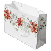 Waterverf Kerstmis Red Poinsettias Greenery Groot Cadeauzakje (Achterkant Gekanteld)