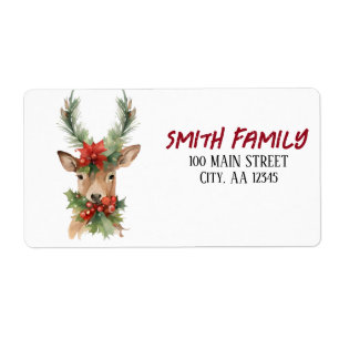 Waterverf Kerstmis rendieren Etiket