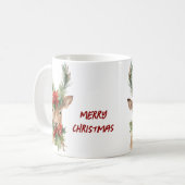 Waterverf Kerstmis rendieren Koffiemok (Voorkant links)