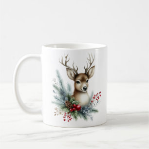 Waterverf Kerstmis rendieren Koffiemok