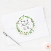 Waterverf Kerstmis — Retouradres Ronde Sticker (Envelop)