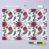 Waterverf Kerstmis Rode en Witte Winterbloemen Tissuepapier (Craft)