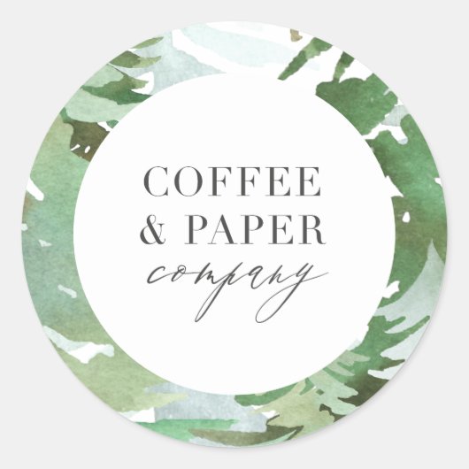 Waterverf kerstmis ronde sticker (Voorkant)