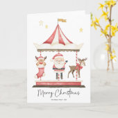 Waterverf Kerstmis Sinterklaas Carrousel Kaart (Gele Bloem)