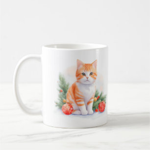 Waterverf Kerstmis Tabby Cat Koffiemok