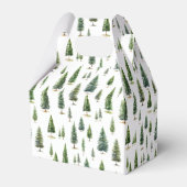 Waterverf Kerstmis Winterbomen Patroon Groen Bedankdoosjes (Achterkant)