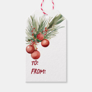 Waterverf Kerstmis Wreath Cadeaulabel