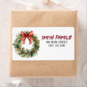 Waterverf Kerstmis Wreath Etiket (Insitu)