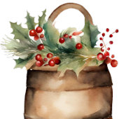 Waterverf Kerstmis Wreath Feestdagenkaart