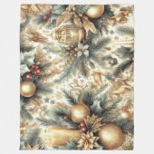 Waterverf kerstmotief vakantie goud fleece deken (Voorkant)