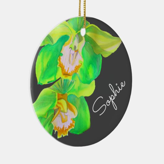 Waterverf kerstnaam moderne orchidee keramisch ornament (Rechts)