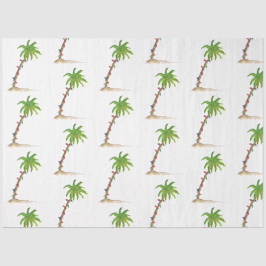 Waterverf kerstpalmboom Tropische beachy Tissuepapier (Voorkant)