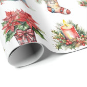 Waterverf kerstpatronen cadeaupapier (Rol Hoek)