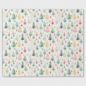 Waterverf kerstpatroon cadeaupapier (Vlak)