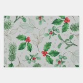 Waterverf kerstpatroon inpakpapier vel (Voorkant 3)