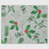 Waterverf kerstpatroonpapierblad cadeaupapier (Vlak)