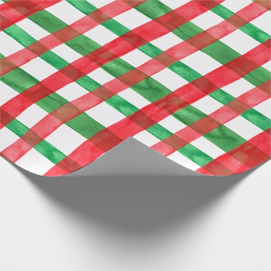 Waterverf kerstplaid cadeaupapier (Hoek)