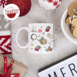 Waterverf Kerstprint Twee Tone Koffie Mok