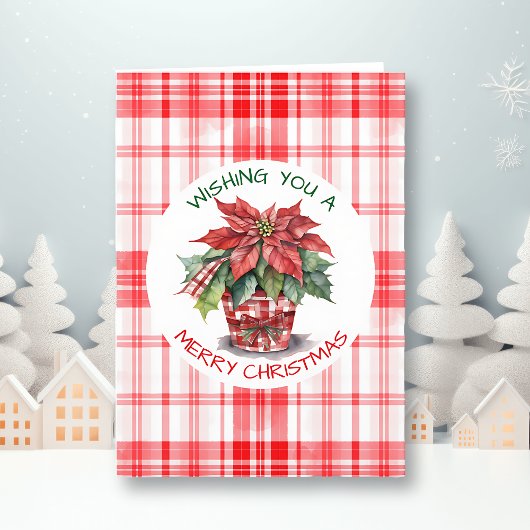 Waterverf kerstpunaise gepersonaliseerd kaart