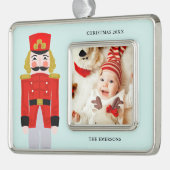 Waterverf kerstrecker verzilverd kader ornament (Links)