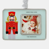 Waterverf kerstrecker verzilverd kader ornament (Voorkant)