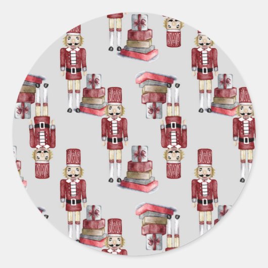 Waterverf kerstrode bonbakkersbont ronde sticker (Voorkant)