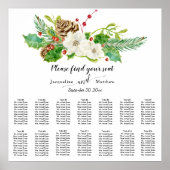 Waterverf kerstRoos Holly Pine Seating Chart Poster (Voorkant)