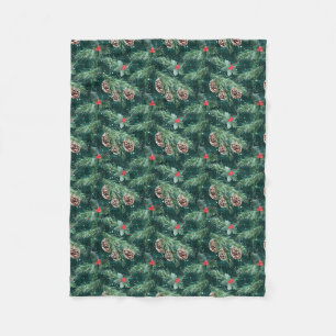Waterverf kerstsaus met kegels fleece deken