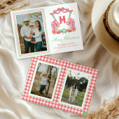 Waterverf Kerstschoenen Monogram Crest Foto Feestdagenkaart