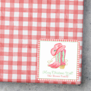 Waterverf Kerstschoenen Monogram Crest Foto Vierkante Sticker