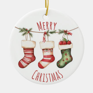 Waterverf Kerstsokken Ornament