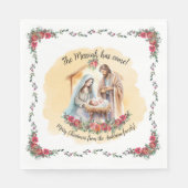 Waterverf kerststal en rozen aanpasbare servetten (Voorkant)