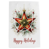 Waterverf Kerstster Medium Cadeauzakje (Voorkant)