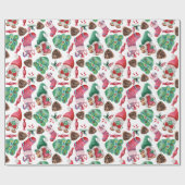 Waterverf kerstsymbolen cadeaupapier (Vlak)