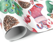 Waterverf kerstsymbolen cadeaupapier (Rol Hoek)