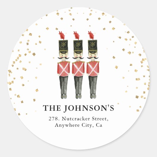 Waterverf kerstterugzendadres Nutcraker Ronde Sticker (Voorkant)