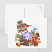 Waterverf kerstthee en tijd briefkaart (Voorkant / Achterkant)