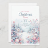 Waterverf kerstuitnodiging kaart (Voorkant / Achterkant)