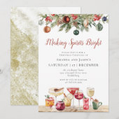 Waterverf Kerstvakantie Cocktail Party Kaart (Voorkant / Achterkant)