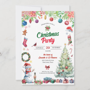 Waterverf Kerstvakantie Feest Kaart