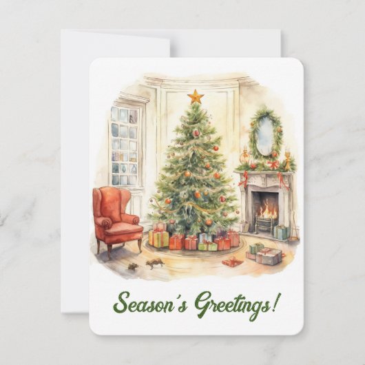 Waterverf kerstvakantie Kaart (Voorkant)